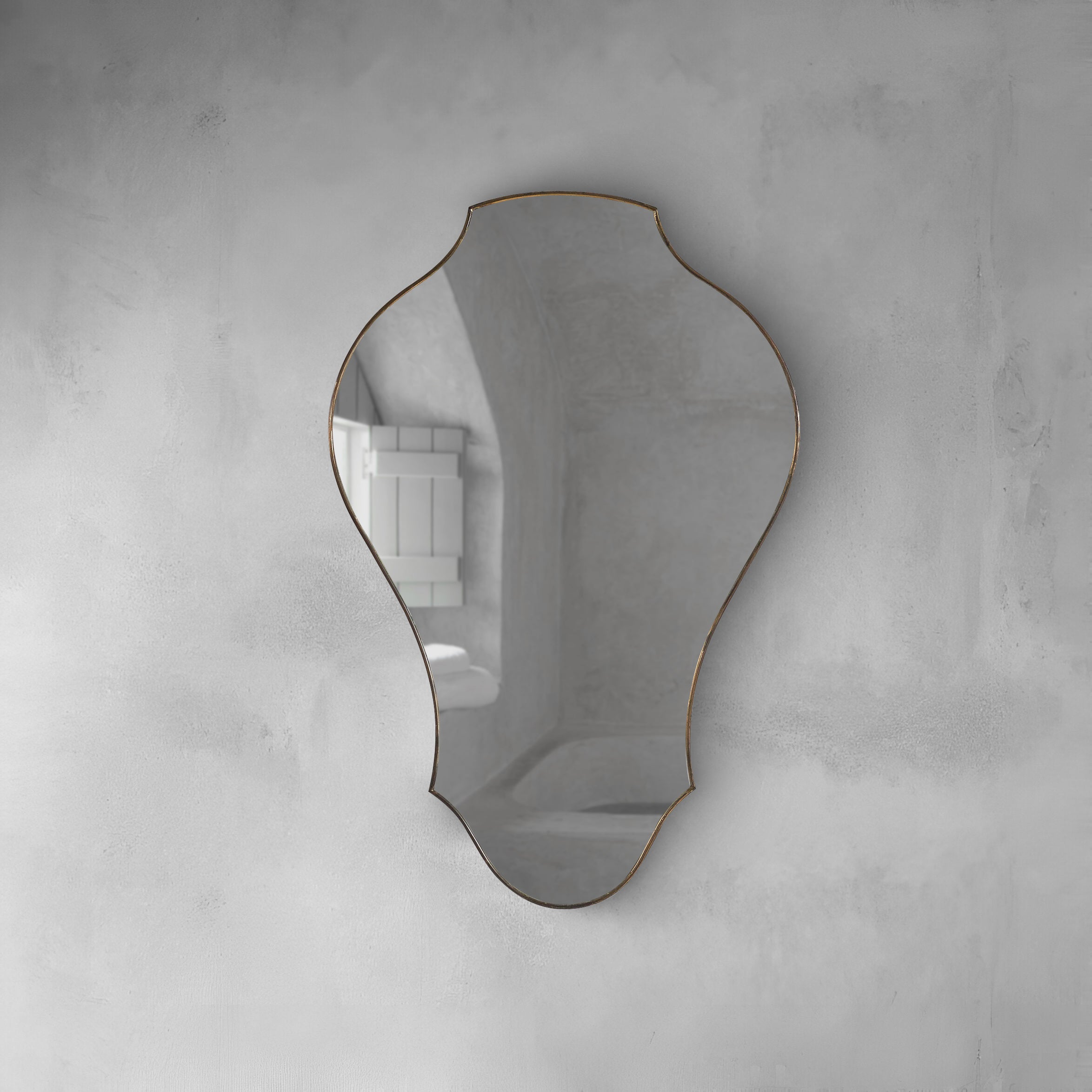 Large Italian Brass Wall Mirror