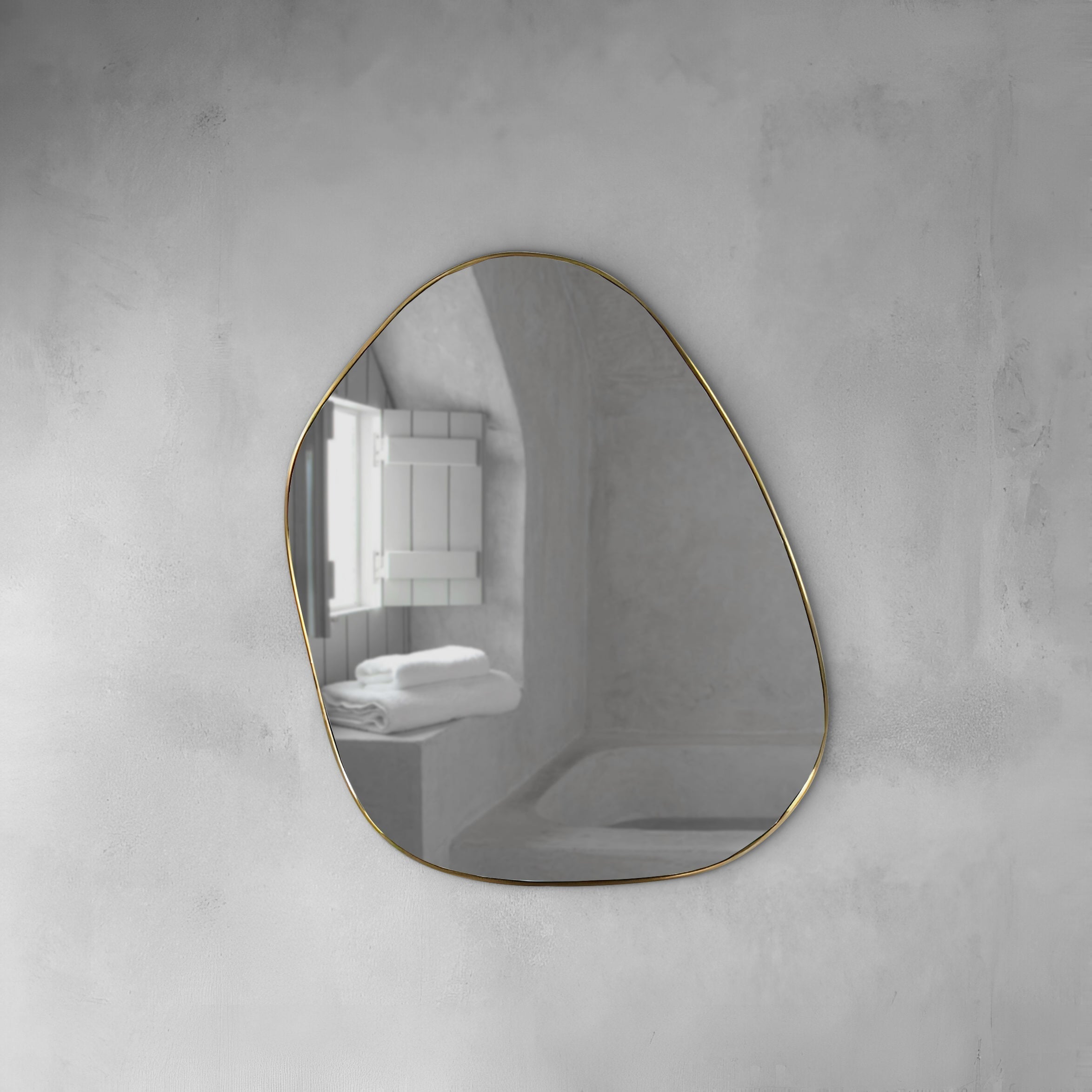 Irregular Organic Shaped Brass Mirror