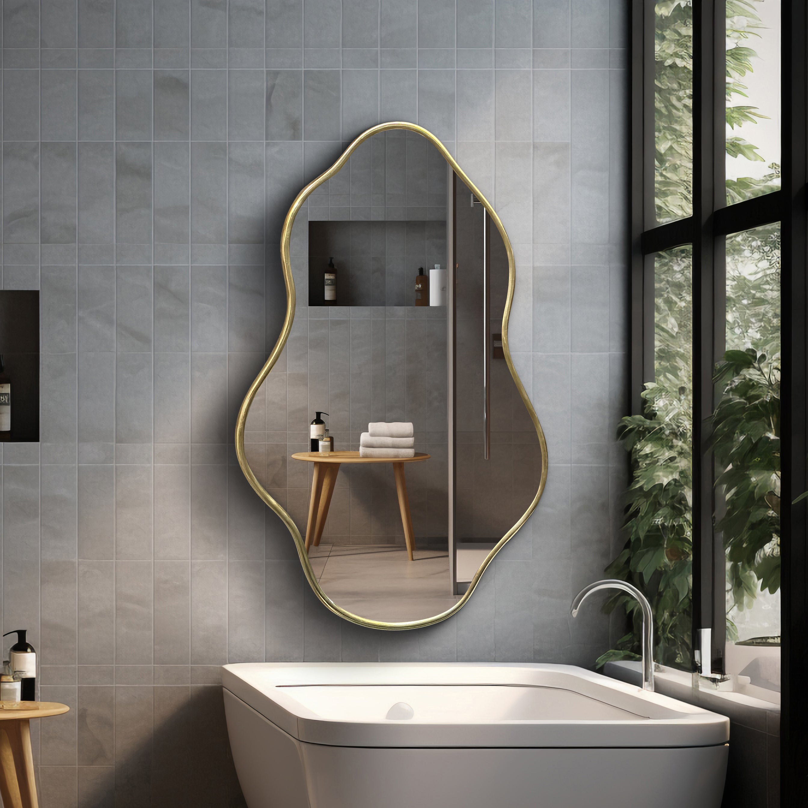 Irregular Full Length Blob Brass Mirror