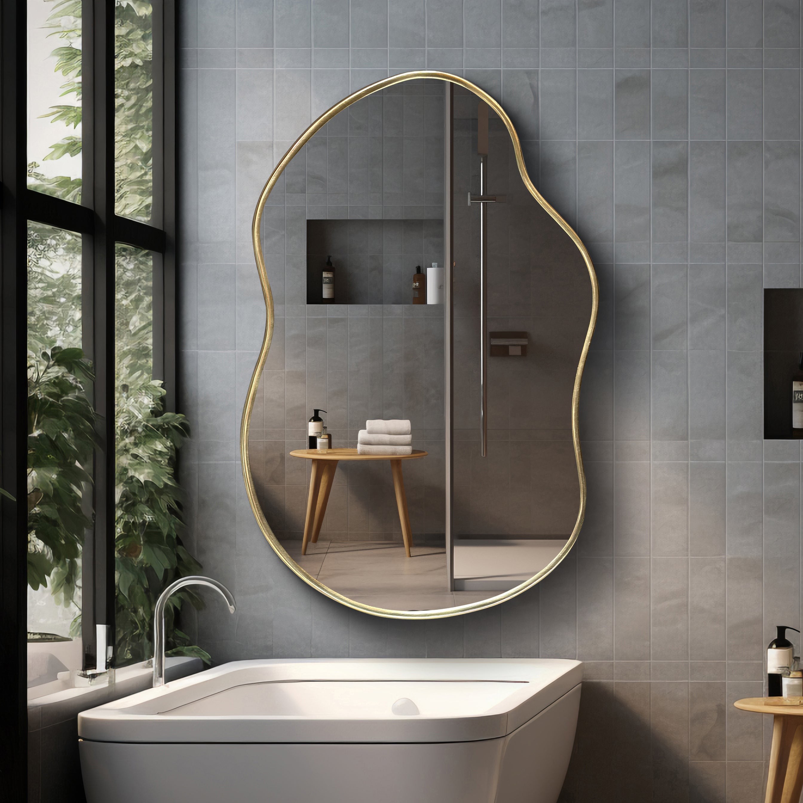 Irregular Shaped Bathroom Mirror