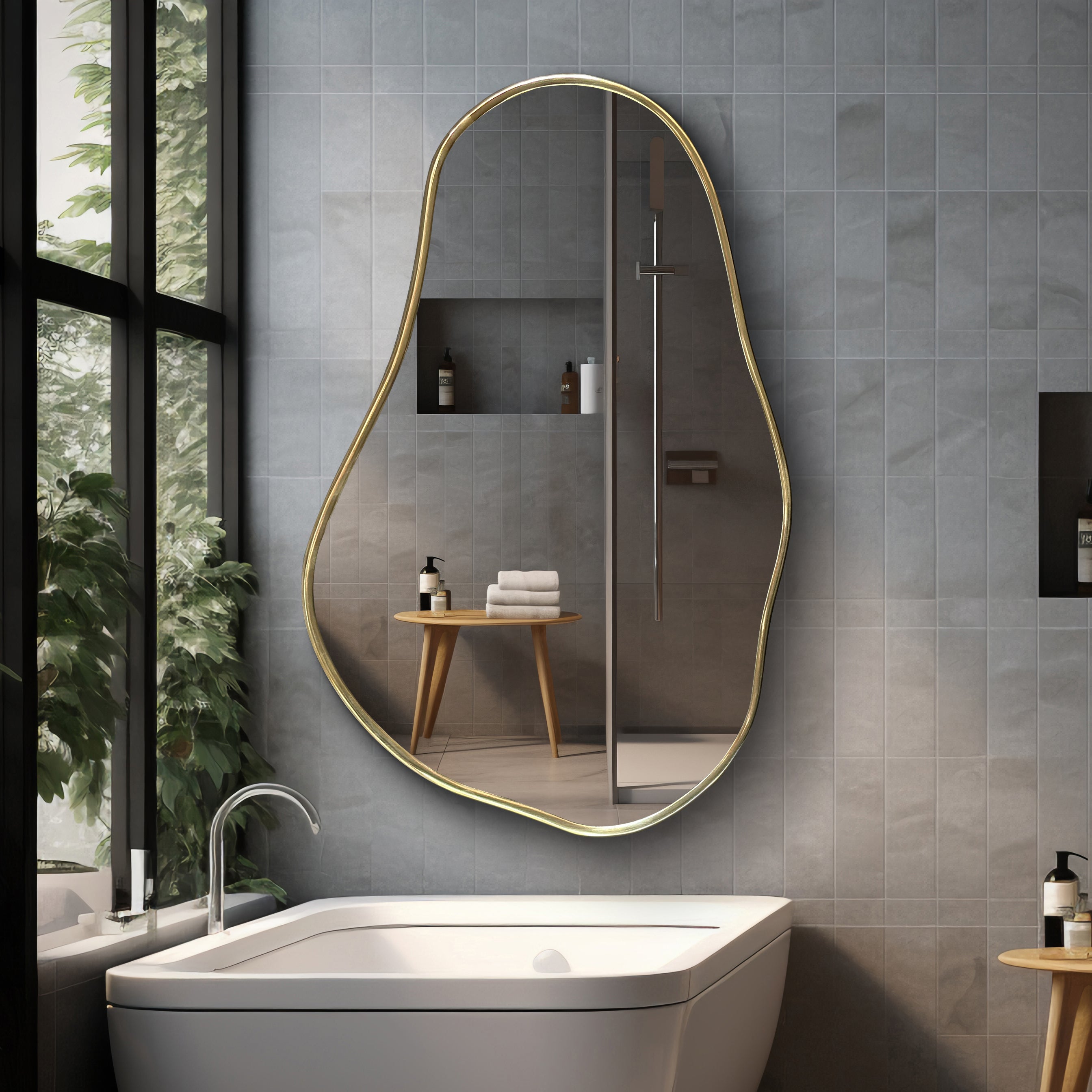 Large Asymmetrical Wall Mirror