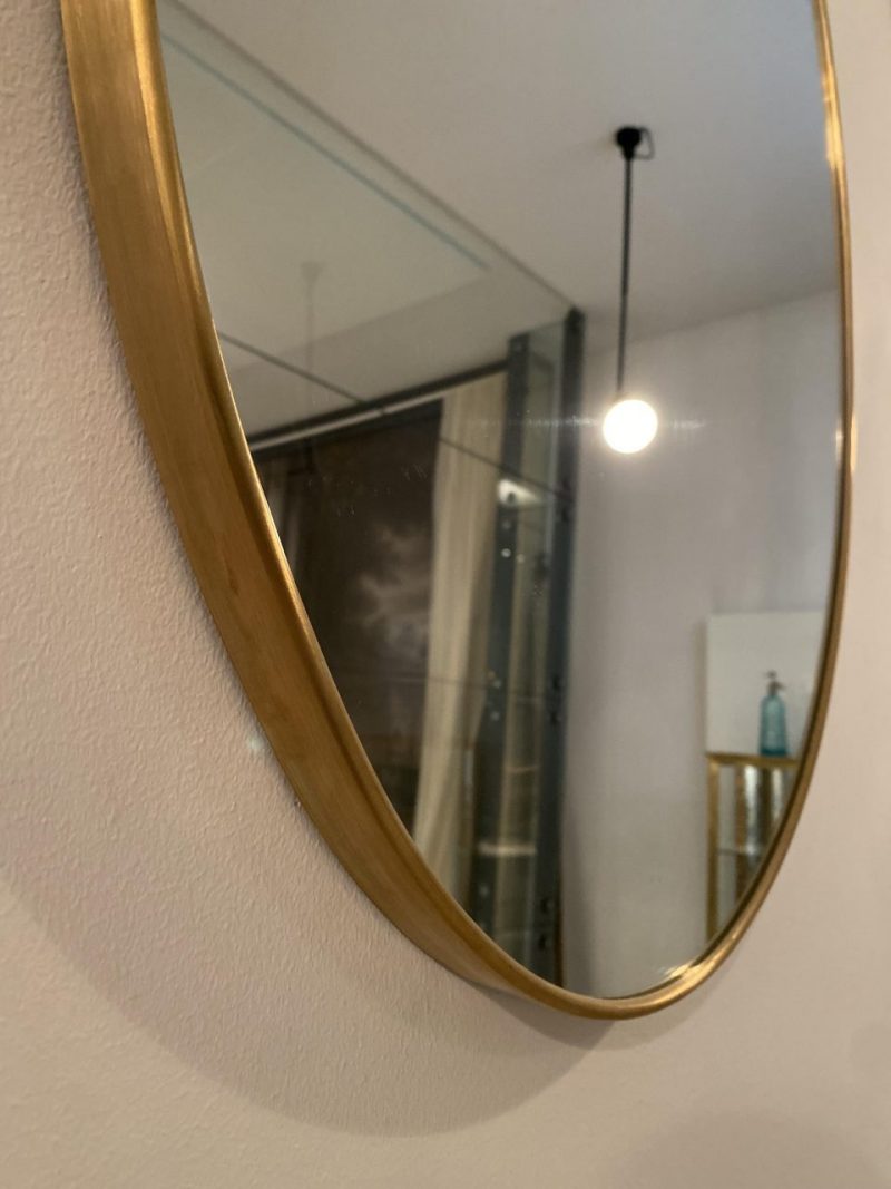 Minimalist Large Oval Wall Brass Mirror