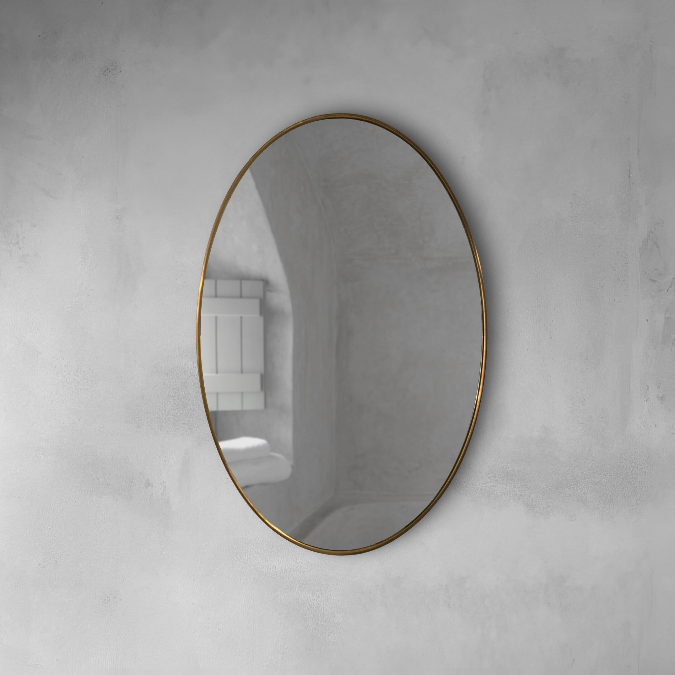 Minimalist Large Oval Wall Brass Mirror