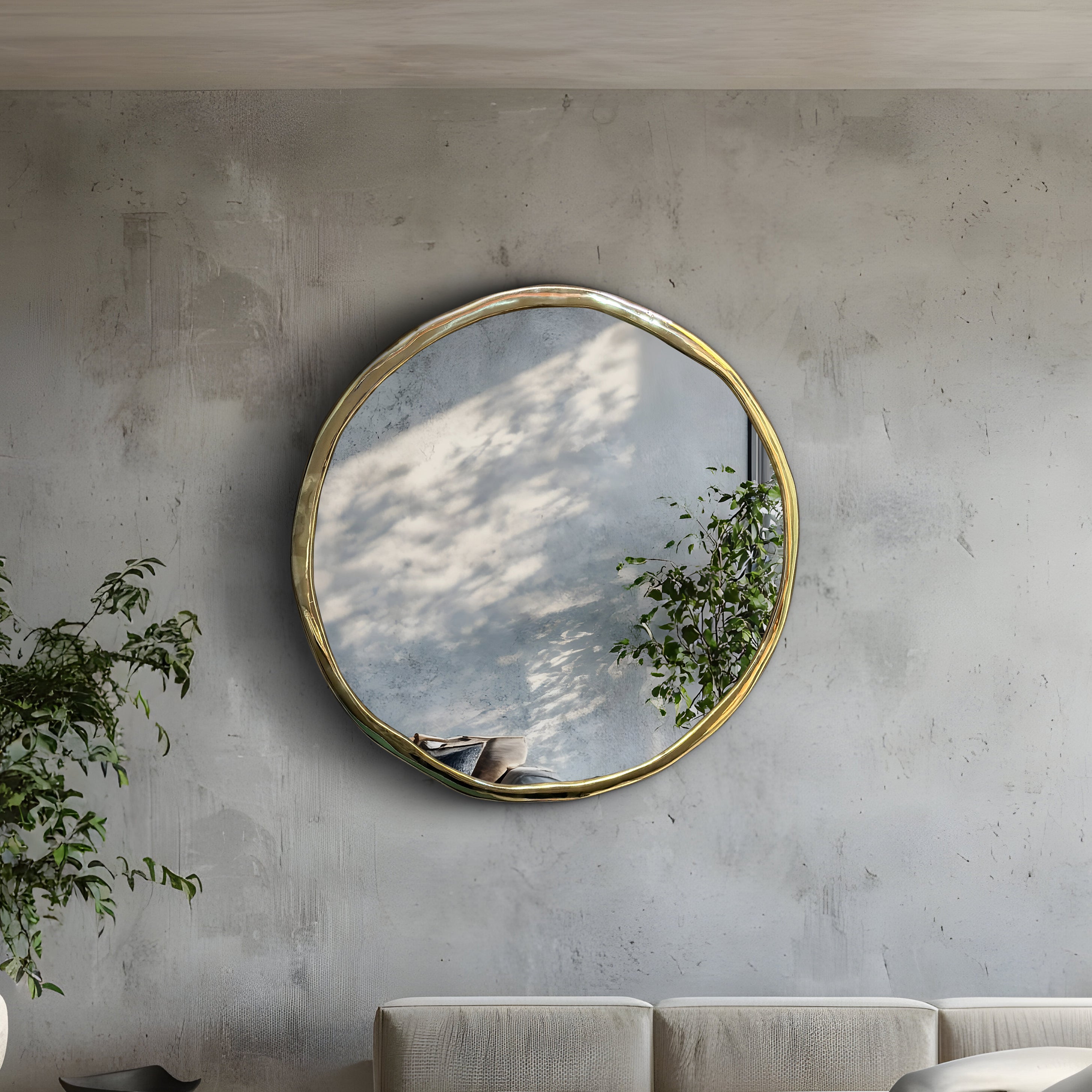 Solid Brass Round Wall Mirror