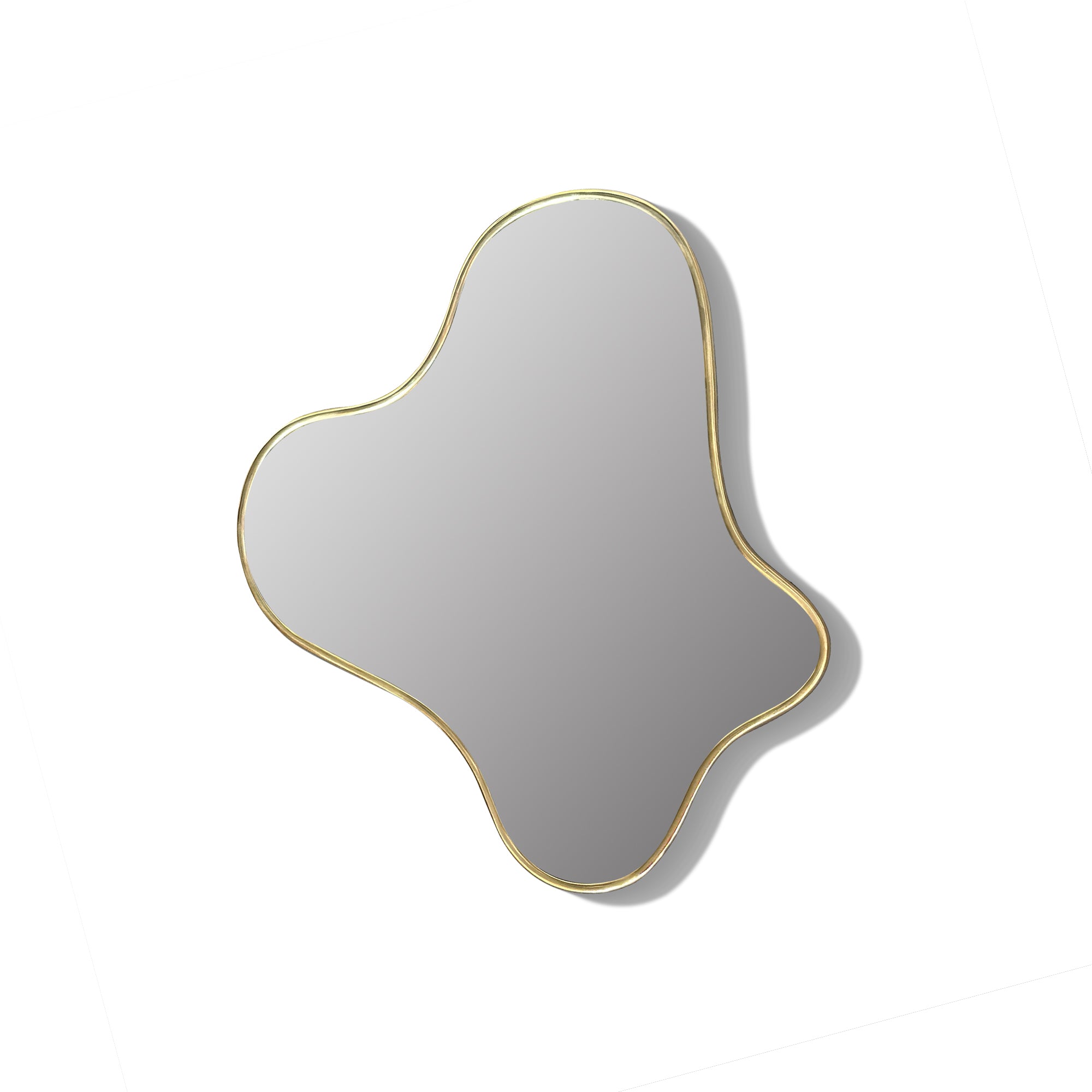 Odd Shaped Brass Mirror - irregular shaped mirror