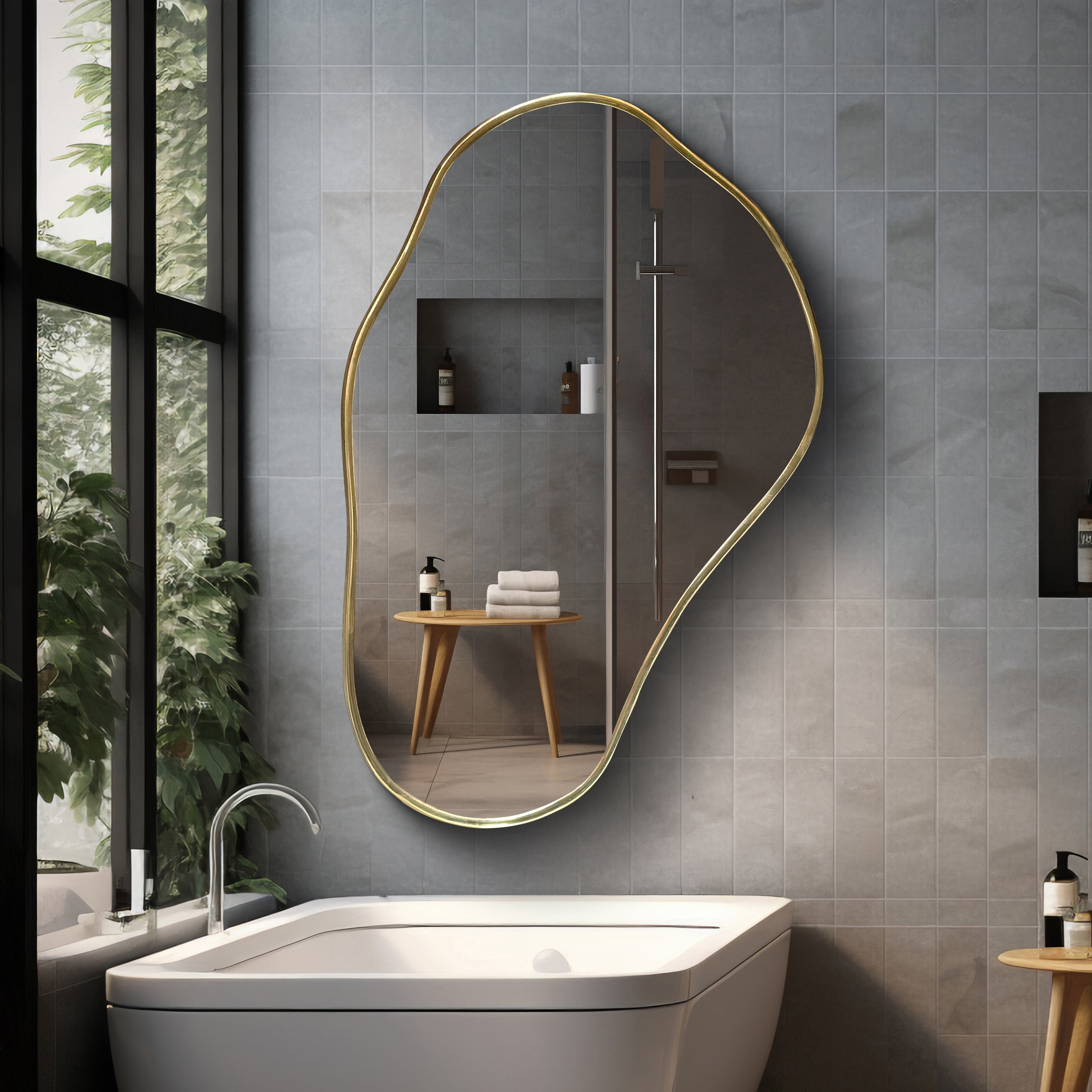 Irregular Brass Mirror - large asymmetrical mirror