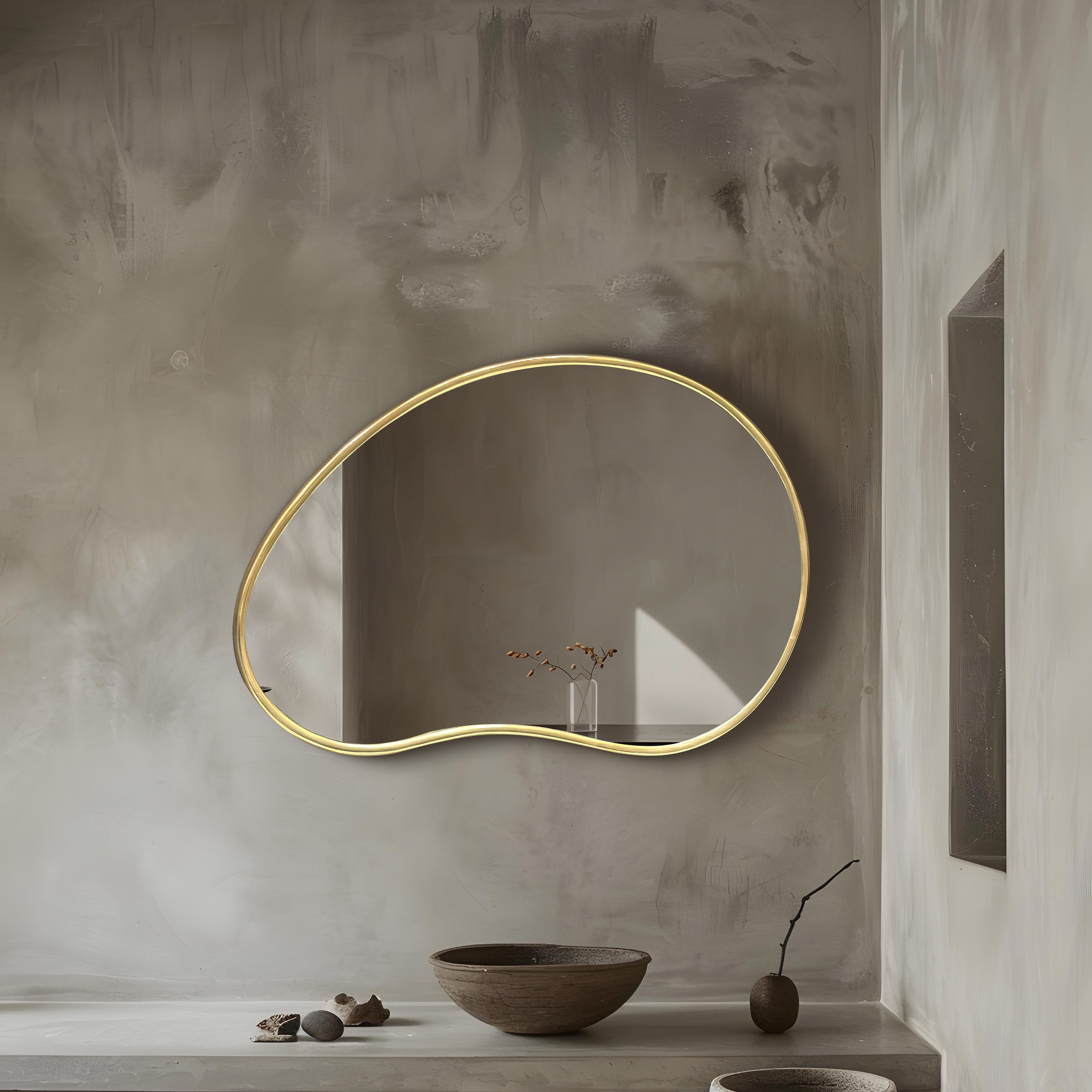 asymmetrical Wall Mirror - Organic Shaped Brass Bathroom Mirror