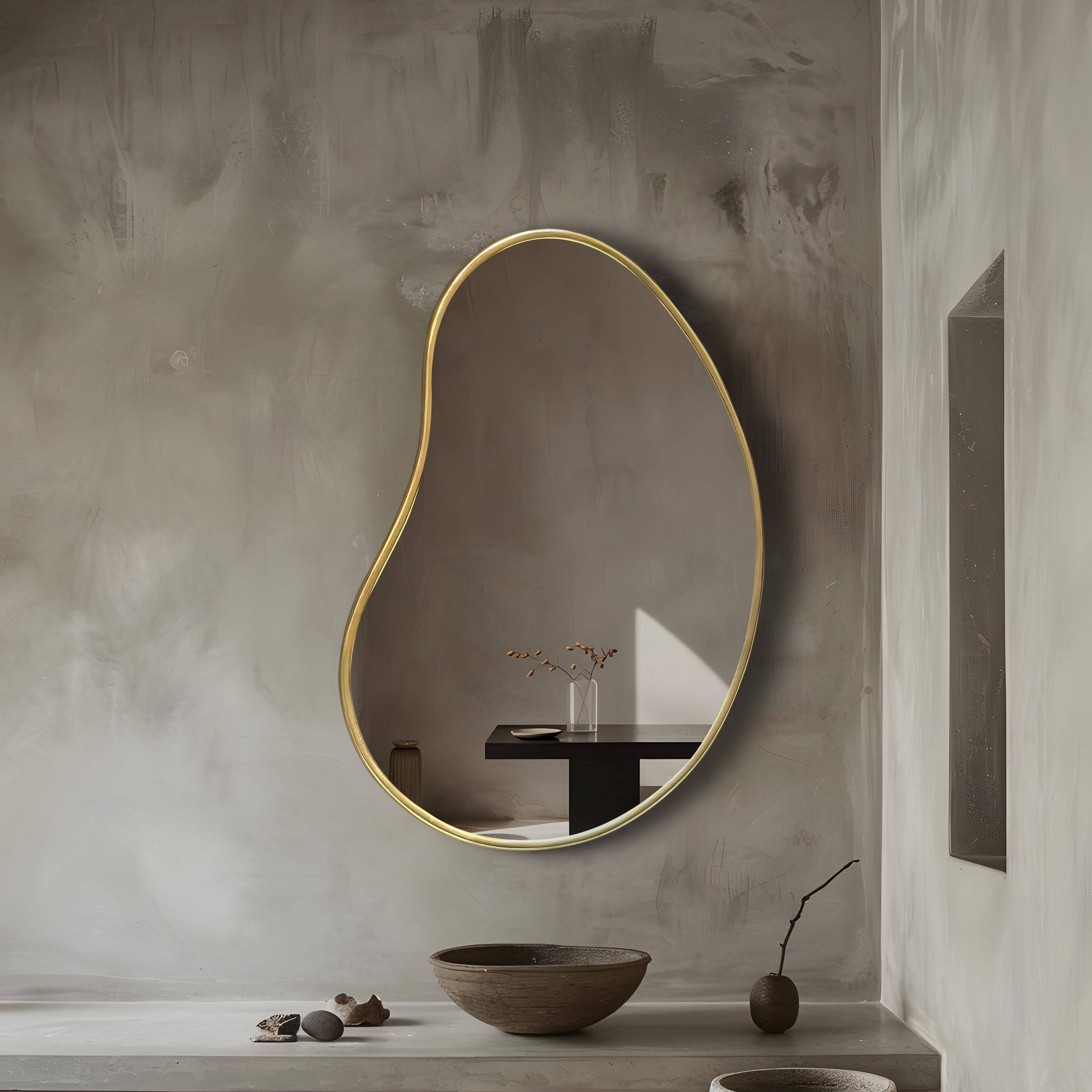 Organic Shaped Bathroom Brass Mirror