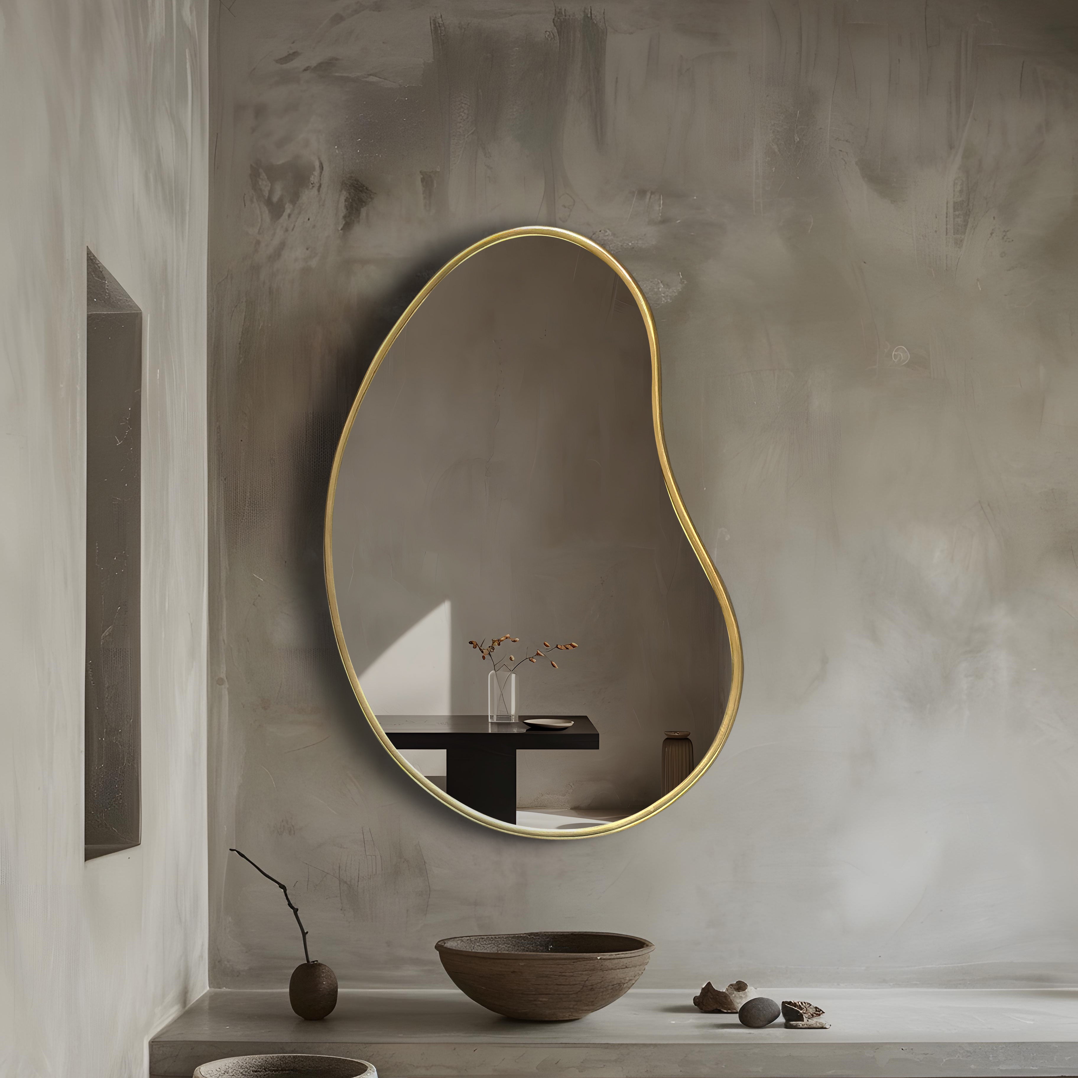 Irregular Shaped Mirror - Organic Shaped Brass Mirror